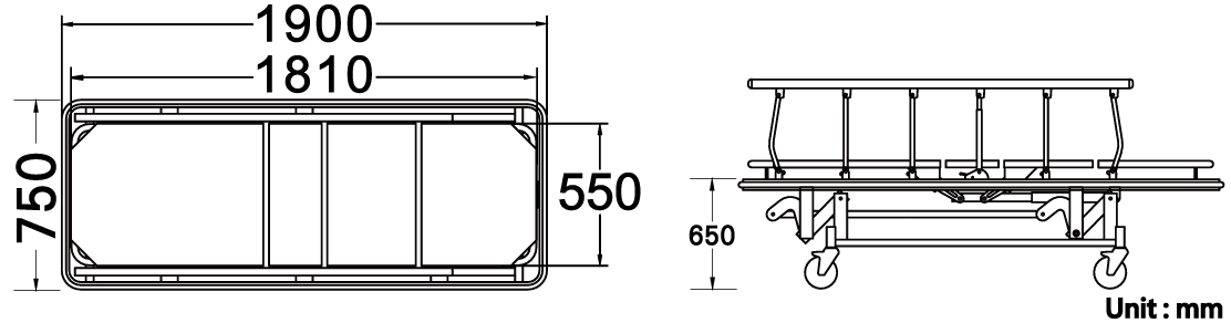 Joson-Care│Emergency Stretcher│JE-100│Engineering drawing_Bed size specification