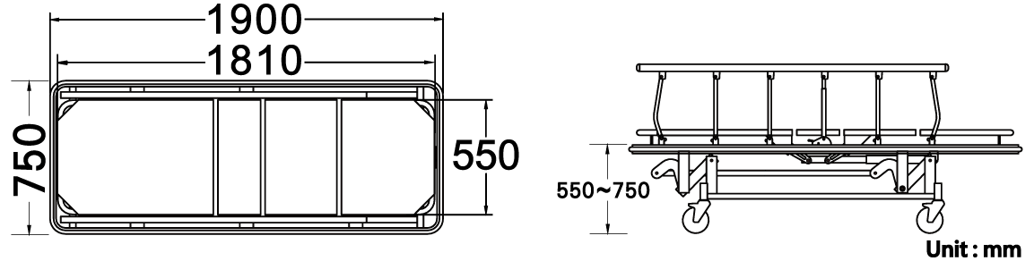Joson-Care│Emergency Stretcher│JE-130│Engineering drawing_Bed size specification