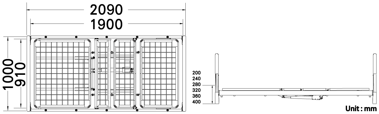 Joson-Care│HomeCare Electric Bed│EN-1M│Engineering Drawing_Bed Size Specification