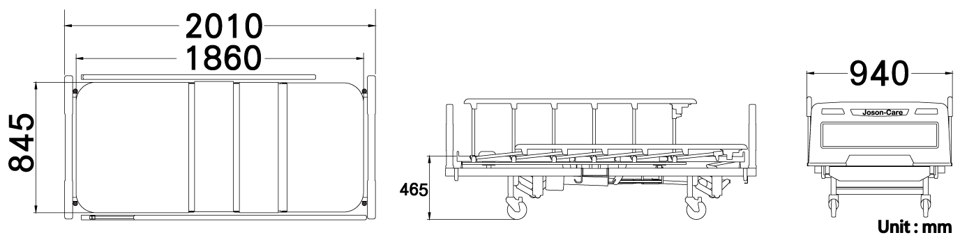 Joson-Care│Hospital Electric Bed│MF-08FS│Engineering drawing_Bed size specification